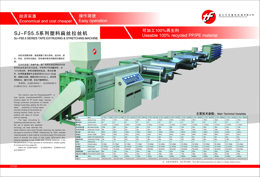 Tape Extruding and Stretching Machine