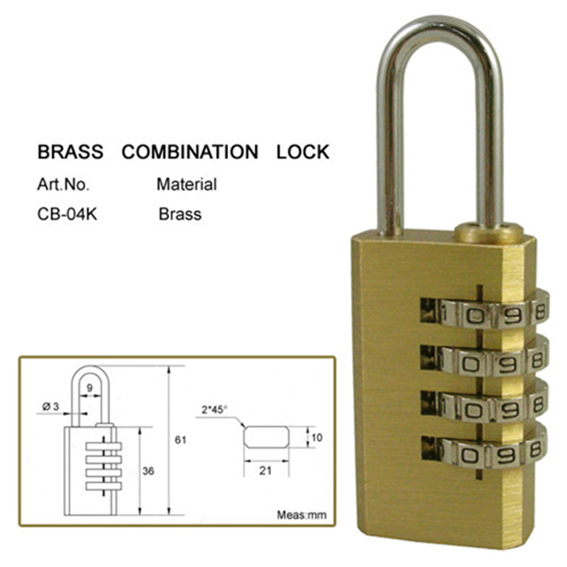 Brass Combination Padlock with Resettable Dial