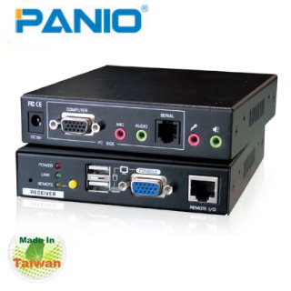PANIO KV300AM CAT5 KVM Extender Switch with Audio, Mic& RS-232 300m - Image 2