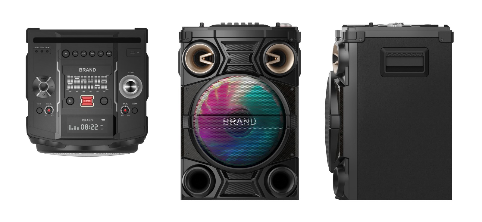 Portable Party Speaker with Bluetooth, EQ, and LED Lighting