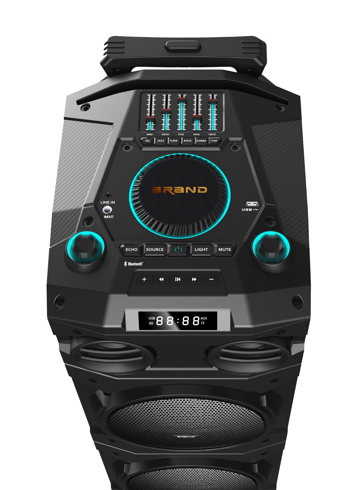 Portable Party Speaker with Lights and Wireless Mic