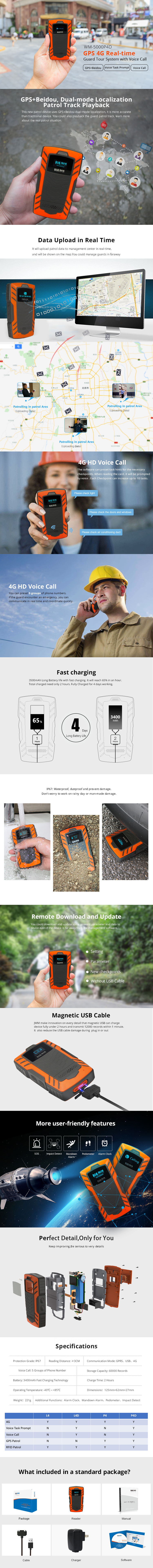Detailed view of the GPS guard tour system features and specifications