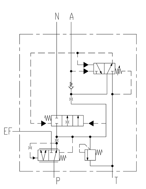 Hydraulic schematic diagram for accumulator charging valve