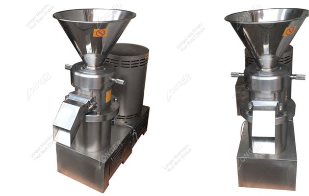 Nut butter grinding machine unit showing the main structure and hopper