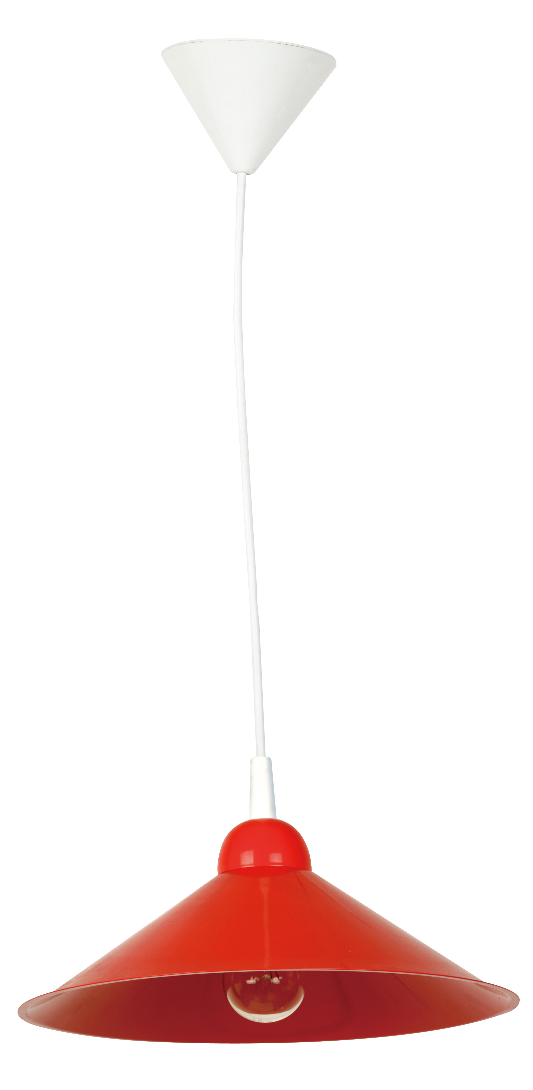Red Conical Pendant Light Fixture