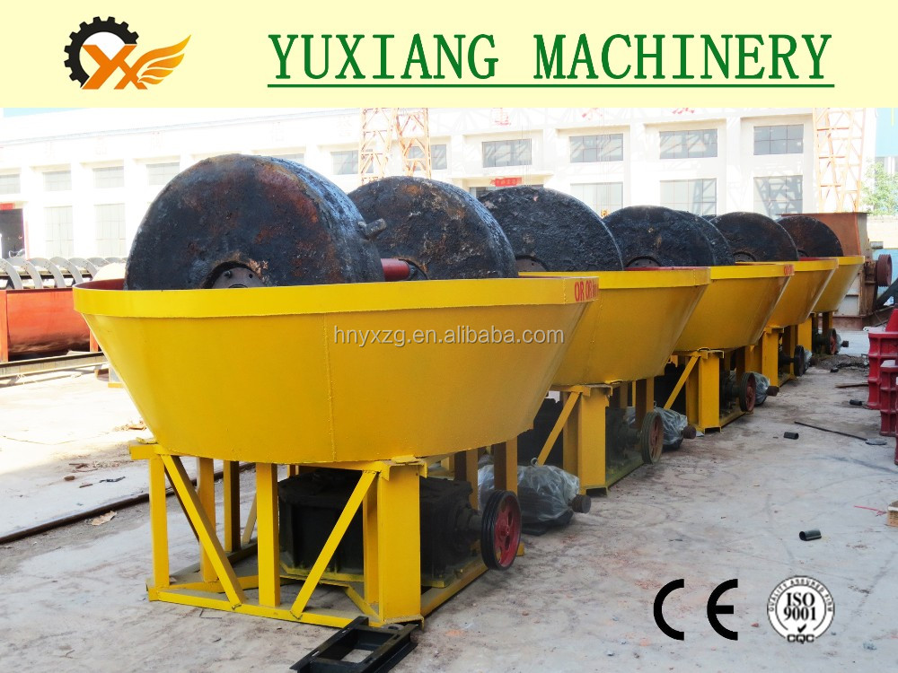 1200 Wet Pan Mill unit showing heavy-duty rollers and circular pan construction