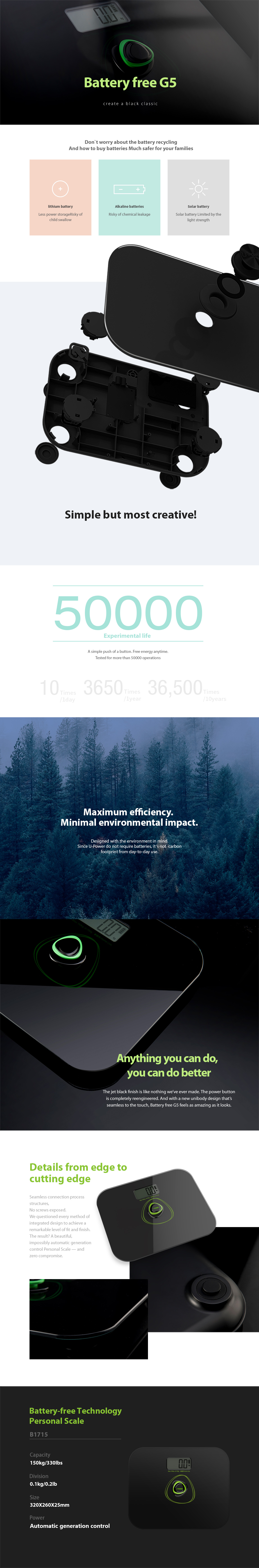 Infographic showing battery-free technology benefits and technical specifications