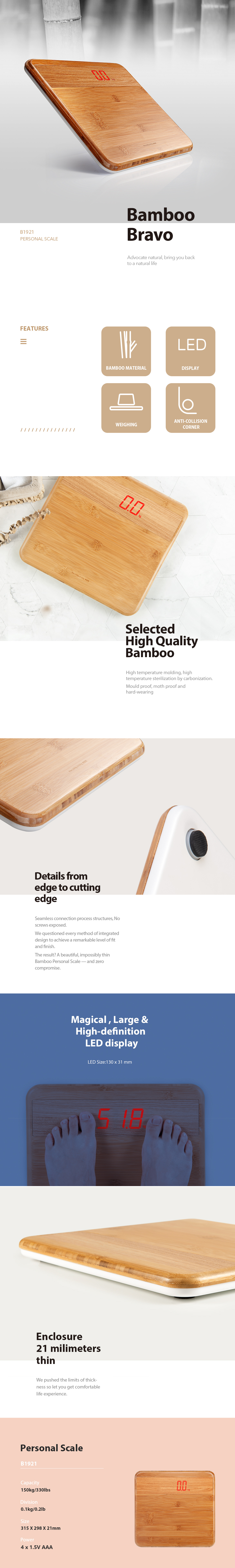 Bamboo personal scale features and technical specifications infographic