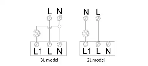 Wiring diagram for 3-line and 2-line PIR sensor models