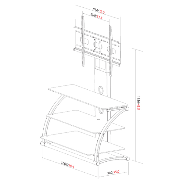 Plasma, LED, and LCD TV Stand with Tempered Glass Shelves