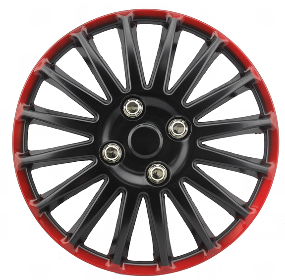 Black and Red Universal Car Wheel Center Cover Rims with Stainless Steel Rings