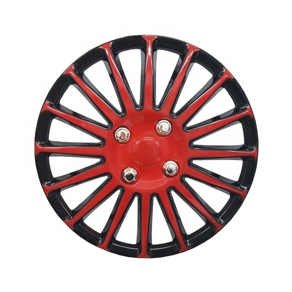 Black and red wheel cover rim