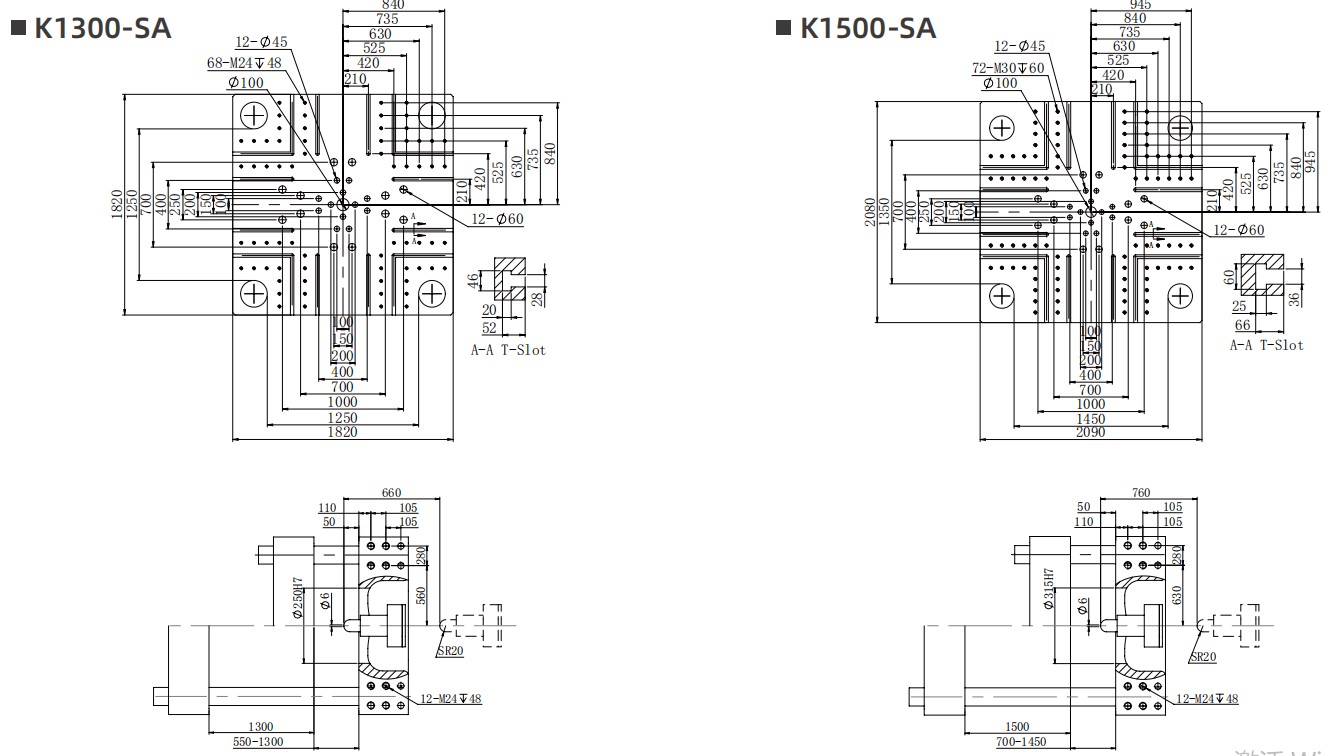 Technical schematic drawing of the machine dimensions