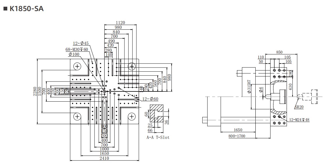 Technical diagram of the injection molding machine
