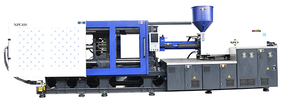 Full view of the plastic injection molding machine