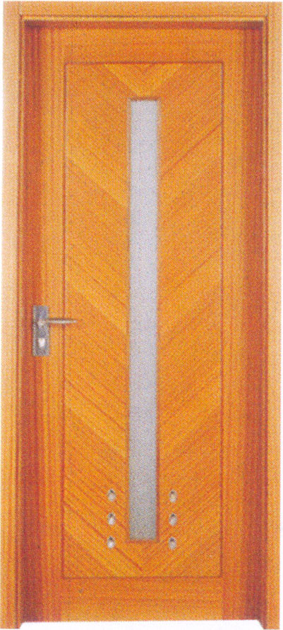 Vertical Glass Panel Wooden Door