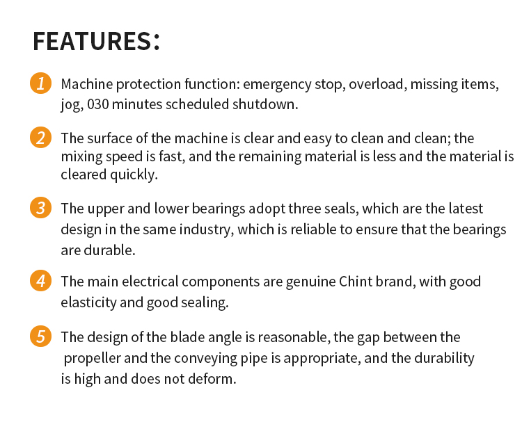 Diagram showing machine protection and mechanical features like bearing seals and blade design