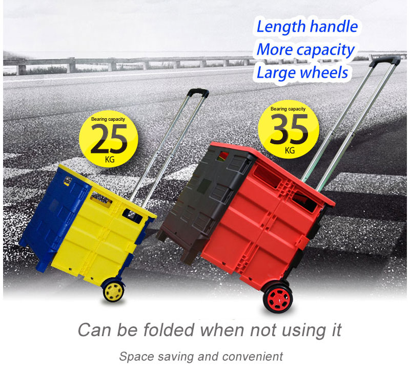 Foldable utility trolley showing different capacity models