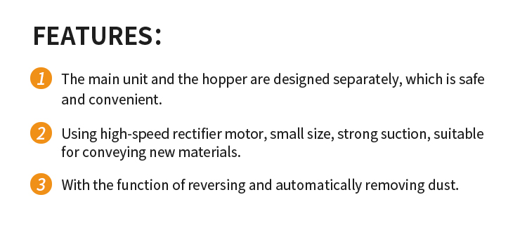 Diagram showing the separate design of the main unit and hopper