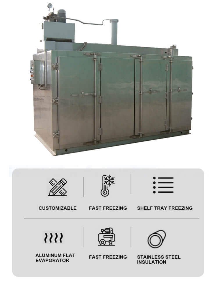 Diagram showing the stainless steel construction and insulation of the plate freezer