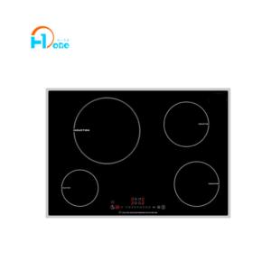 Sleek black induction hob surface with digital control panel