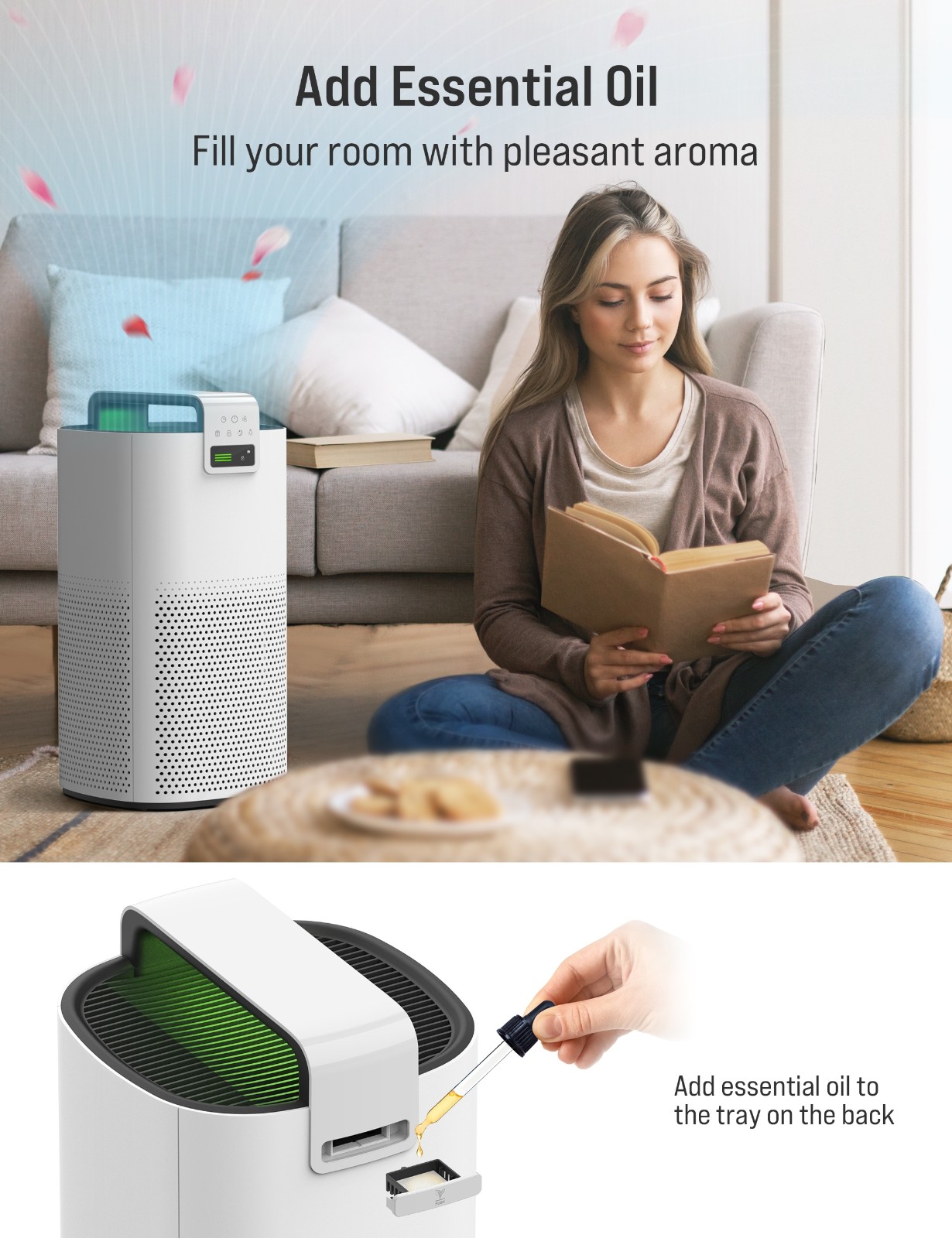 Portable Air Purifier with Activated Carbon and H13 HEPA Filter