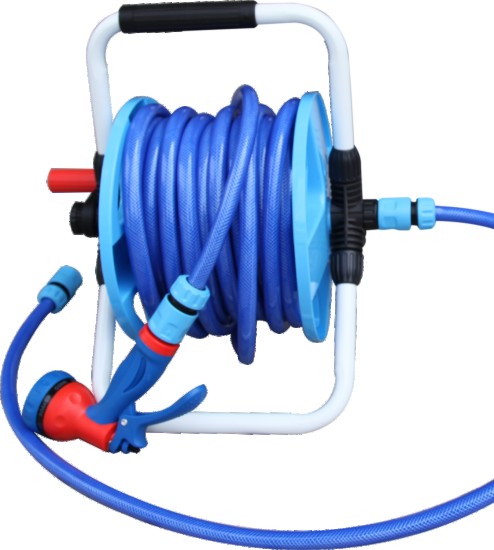 Portable Garden Hose Reel Set with Spray Nozzle