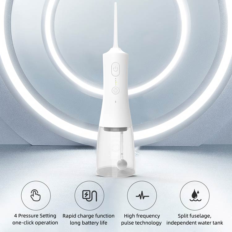 Portable water flosser features including 4 pressure settings and 2000mAh battery
