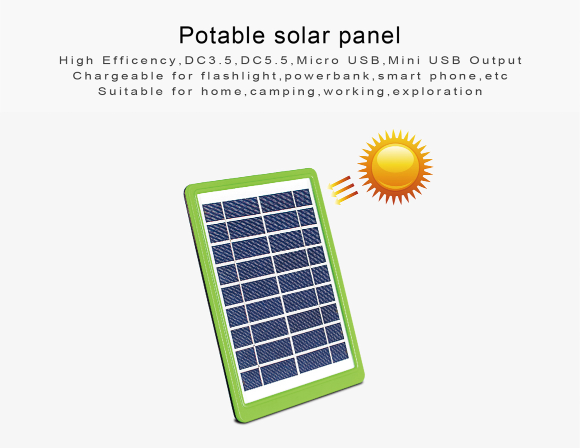 Portable solar panel with multiple output connectors