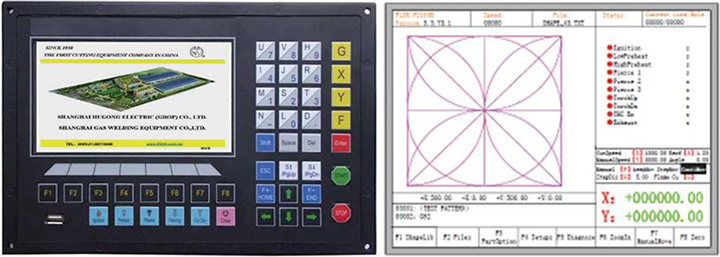Close up of the CNC control panel with display and keypad