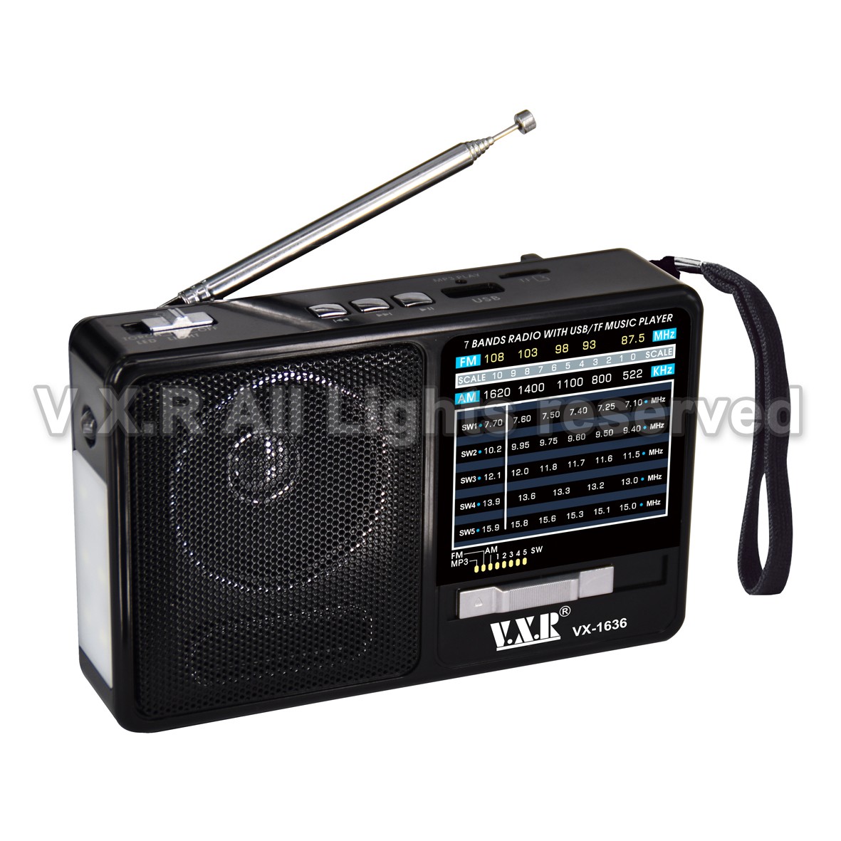 7-Band Portable Radio with MP3 Player and Bluetooth