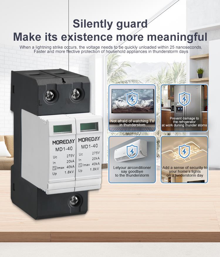 Surge protection device protecting household appliances during a thunderstorm