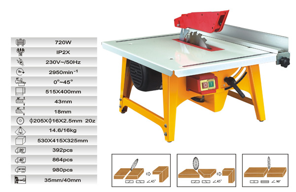 720W Table Saw with Angle Adjustment