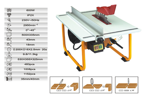 Compact Table Saw with Adjustable Cutting Angle