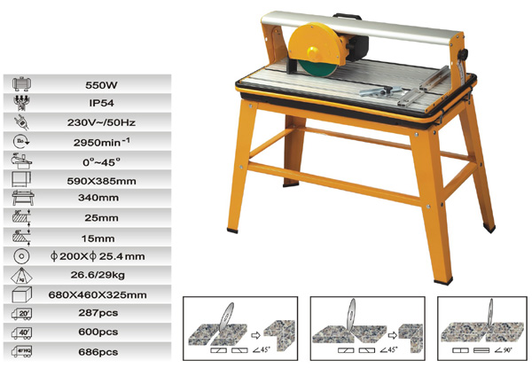 200mm 550W Power Saw with Adjustable Cutting Angle