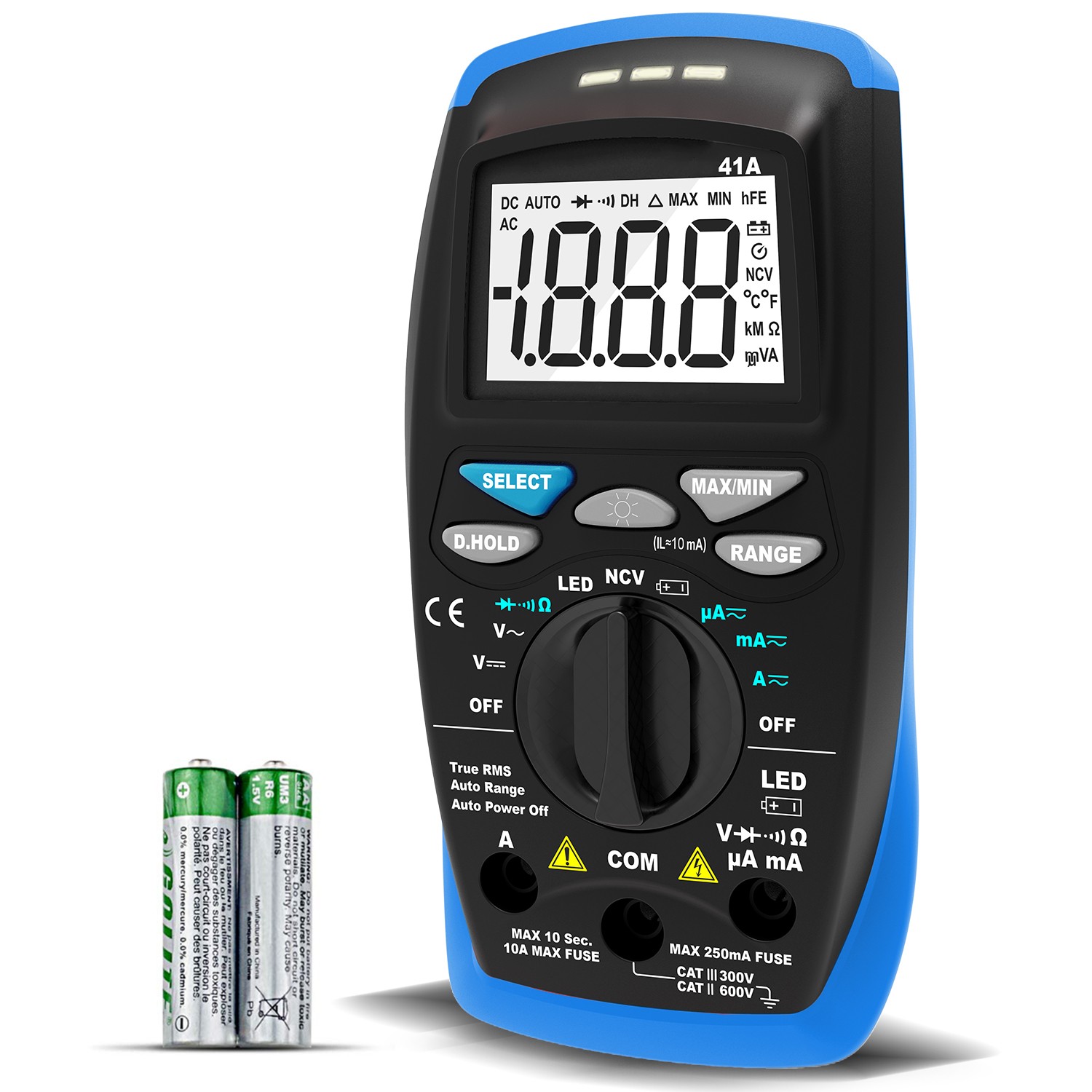 Pro Digital Multimeter 200V 10A TrueRMS Current NCV Voltage Resistance LED Test HP-41A - Image 3