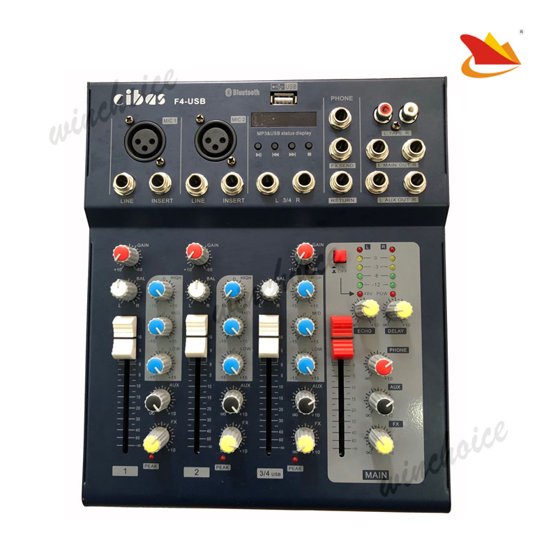 Professional 4 channel audio mixer with USB with Bluetooth - Image 2
