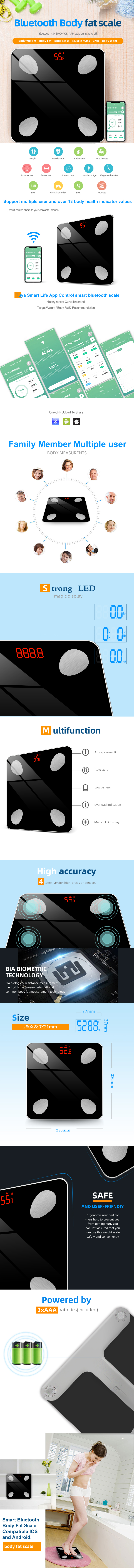 Bluetooth smart scale user interface and design display