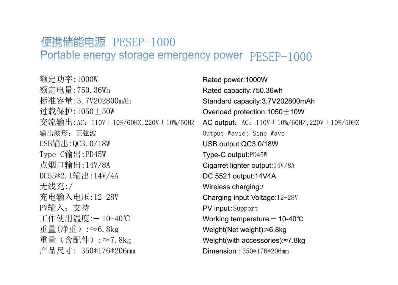 1000W Portable Power Station