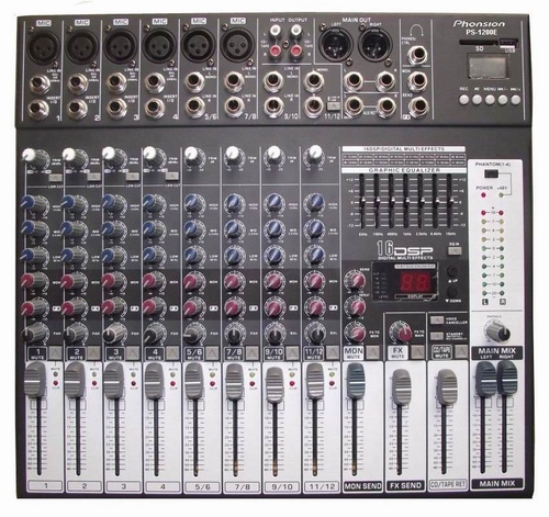 Audio Mixer with 4 Mono and 4 Stereo Channels