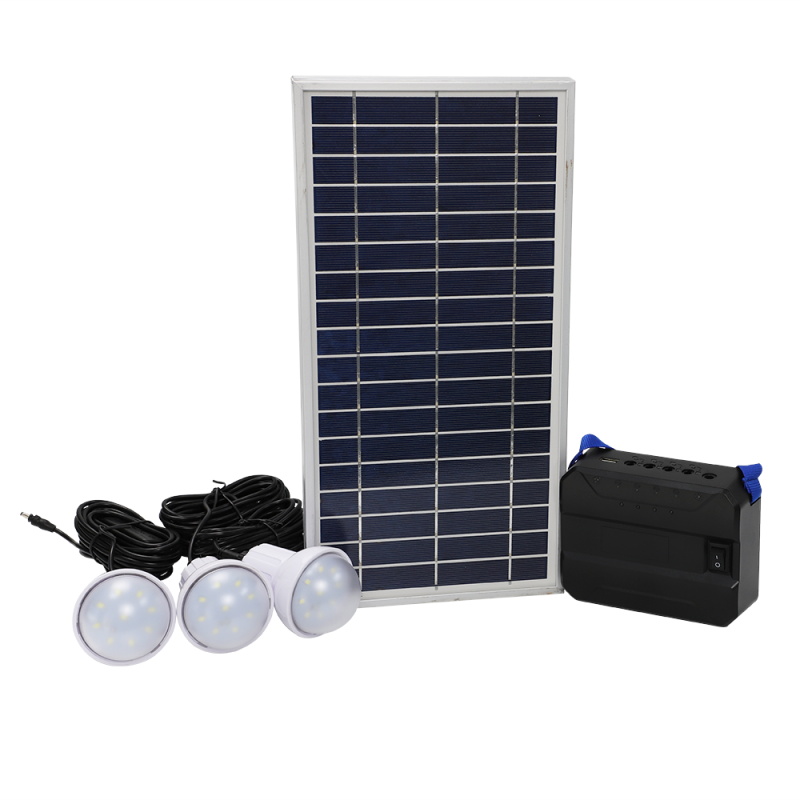 Solar Lighting Kit with 3 LED Bulbs and USB Charging