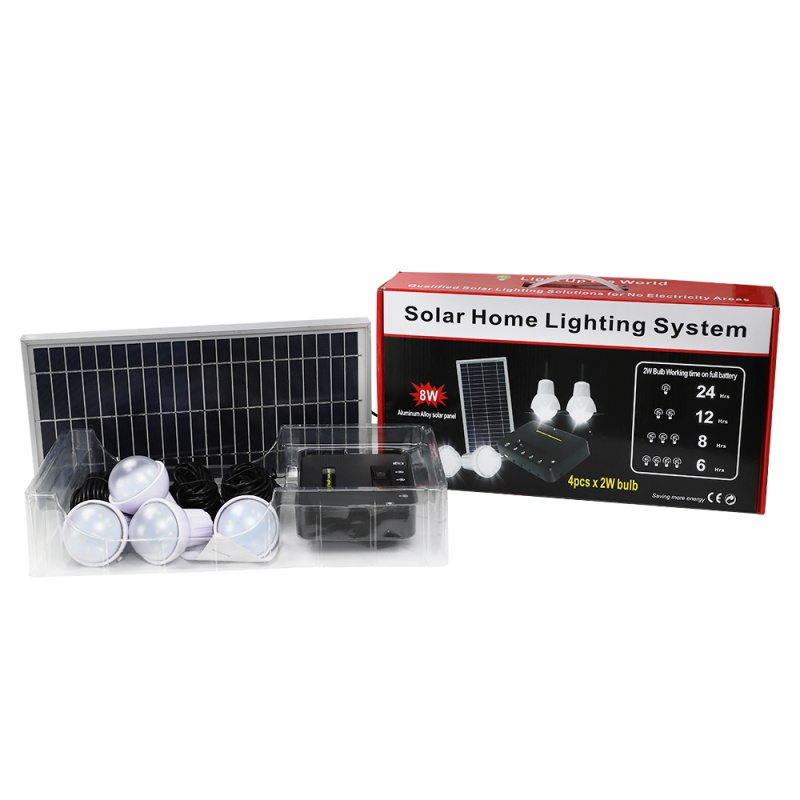 Off-Grid Solar Home Lighting Kit with LED Lamps