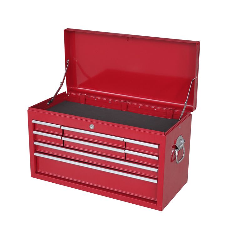 Red Metal Portable Tool Chest with Drawers