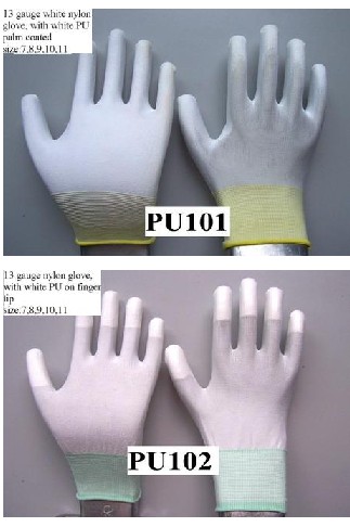 White Nylon PU Coated Safety Gloves