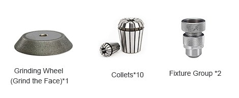 Included grinding accessories and collet set