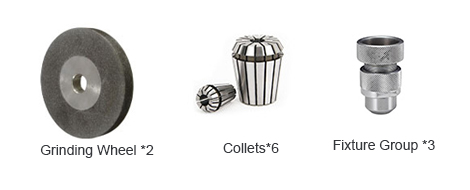 Accessories included with the screw tap grinder