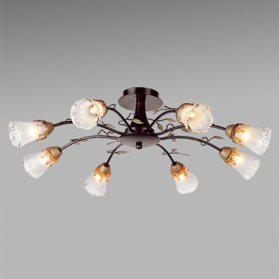 Floral Eight-Light Ceiling Fixture with Bronze Finish