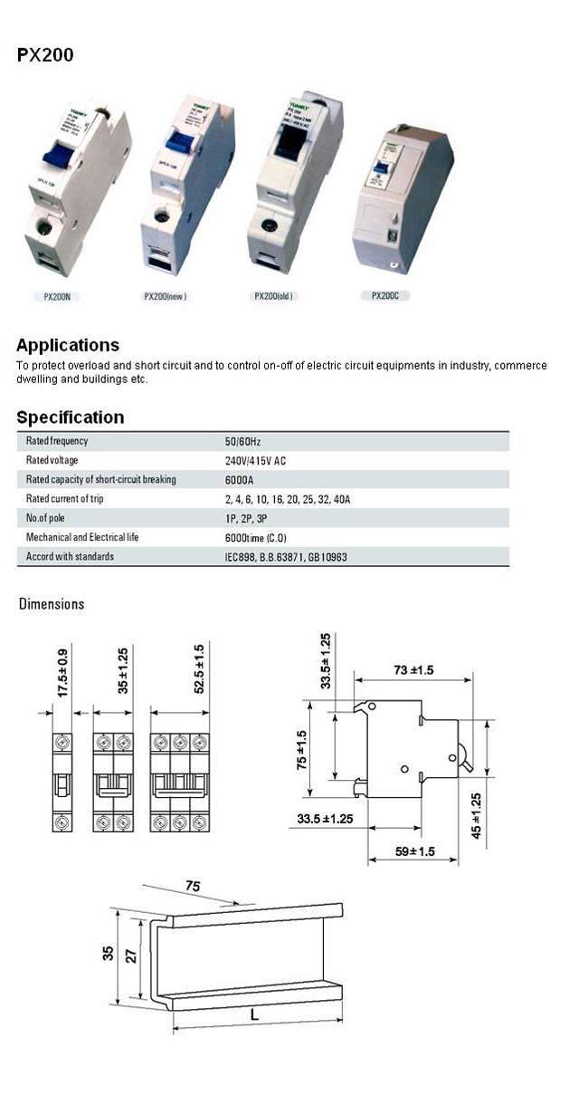 Miniature Circuit Breaker 2A-40A 240V/415V AC