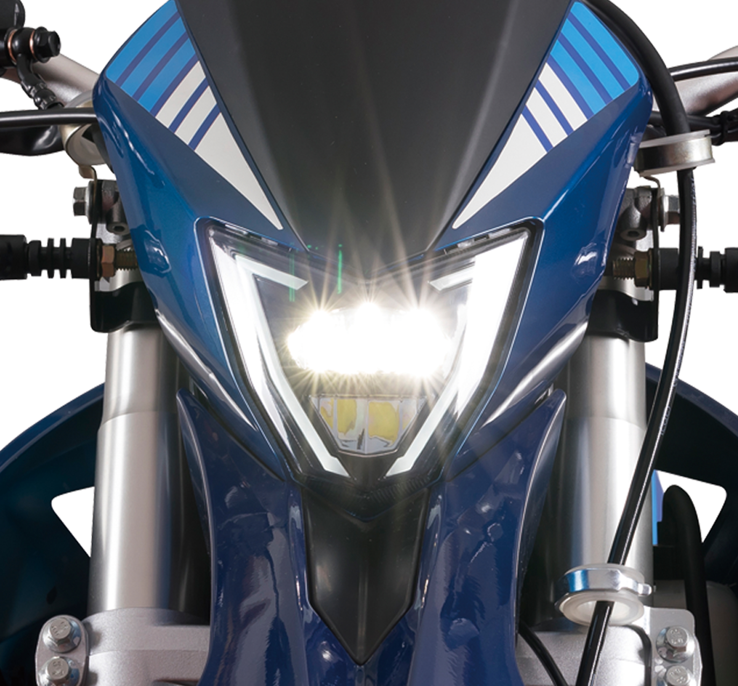 Front view of the 200cc off-road motorcycle