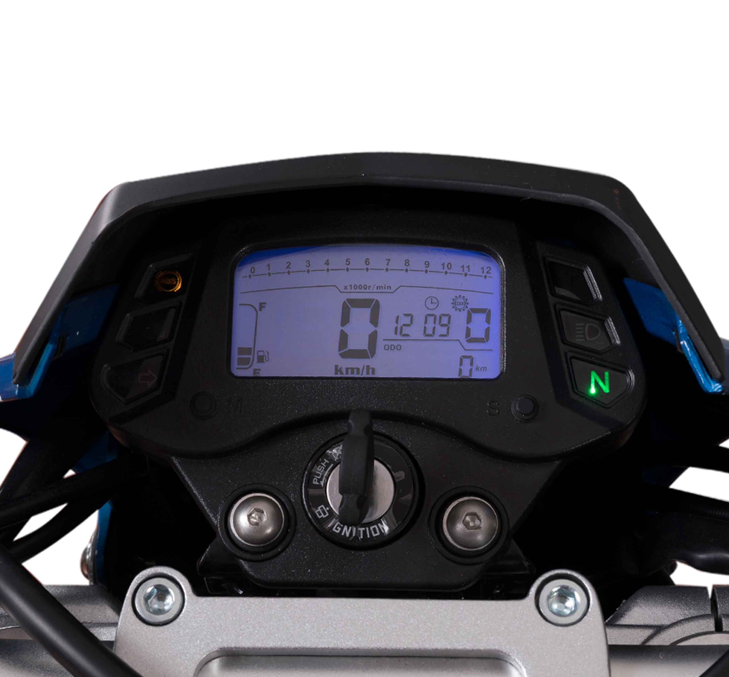 Digital LCD display showing motorcycle vitals
